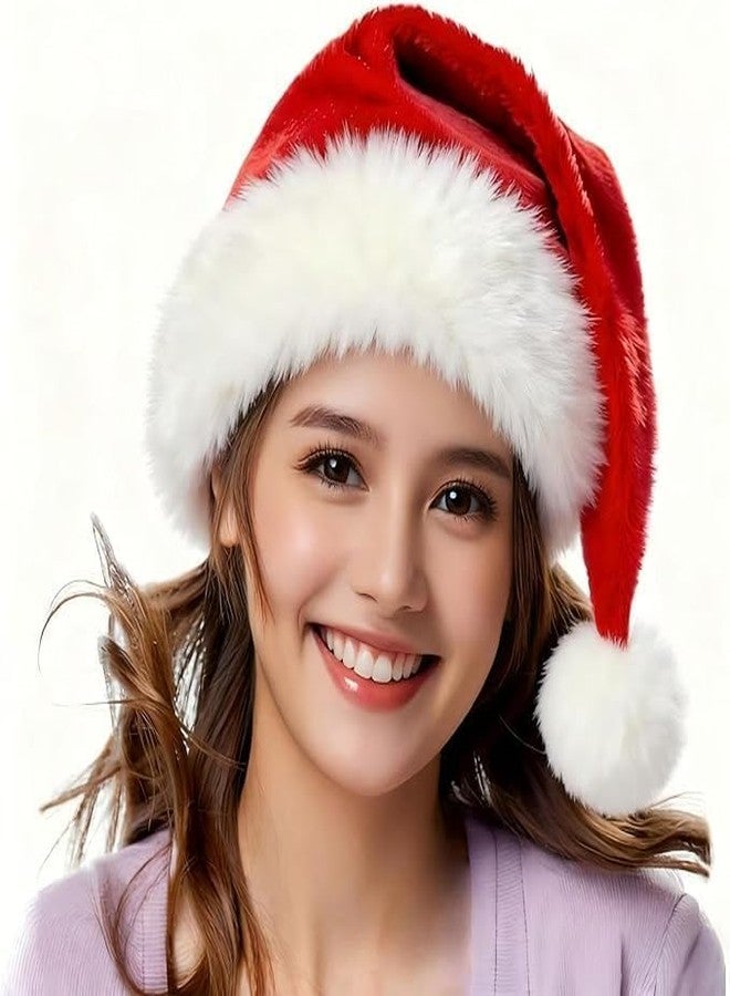 TCJJ Christmas Hats for Adult, Santa Hat Unisex Holiday Red Velvet Double Layer Comfort Xmas Hat for New Year Festive Party - Image 1